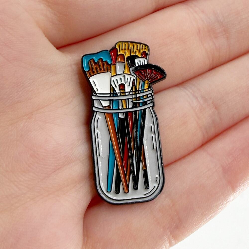 Paint Brush Jar Soft Enamel Pin Artist Painter Art Teacher Studio Gift